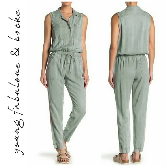 Young Fabulous & Broke Pants - Young Fabulous & Broke Every Washed Jumpsuit Olive